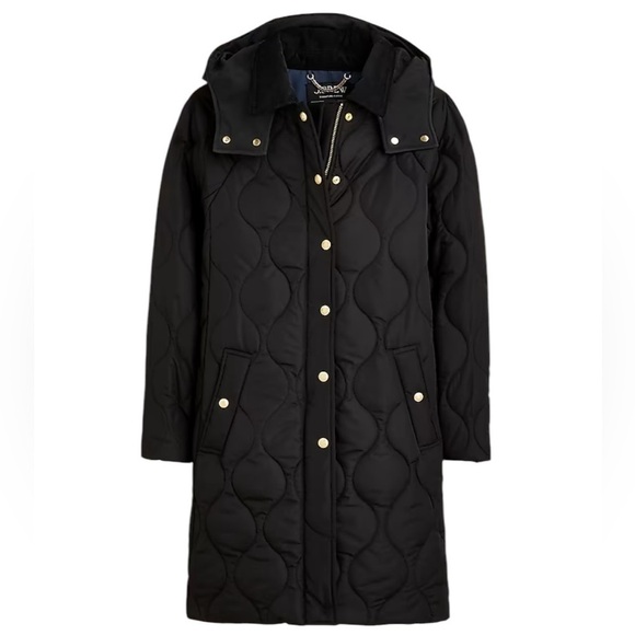 NEW J. CREW Stowe Signature Puffer Jacket with PrimaLoft Black Hooded Size XXS - Picture 1 of 9